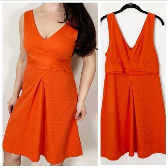 ANTHROPOLOGIE HD IN PARIS Ardmore Faux Wrap Dress Orange Bohemian v-neck 6 - Picture 2 of 10